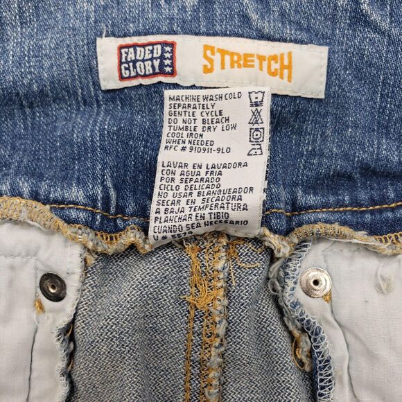 Vintage Faded Glory Denim Midi Skirt Women 18 Blue Stretch Zip Coin Pocket YKK - Picture 10 of 12